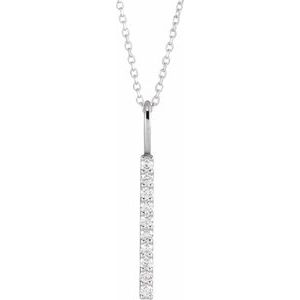 14K White Gold 10-Stone Round 1.7 Mm Si1-Si2, Gh 16-18 In Polished 1/6 Ctw Lab-Grown Diamond Vertical Bar Necklace