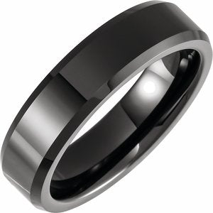 Black Ceramic 6 mm Beveled Edge Band Size 13