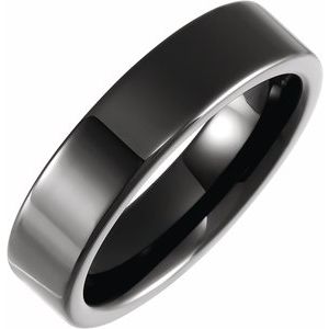 Black Ceramic 6 mm Flat Band Size 13