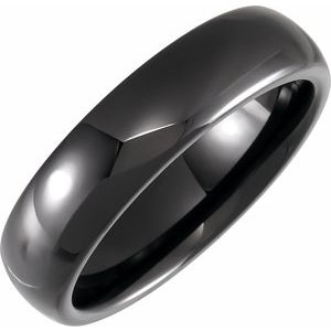 Black Ceramic 6 mm Half Round Band Size 7