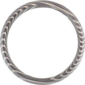 Damascus Steel 6 mm Beveled Edge Band Size 8.5