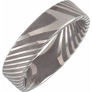 Damascus Steel 6 mm Flat Band Size 13