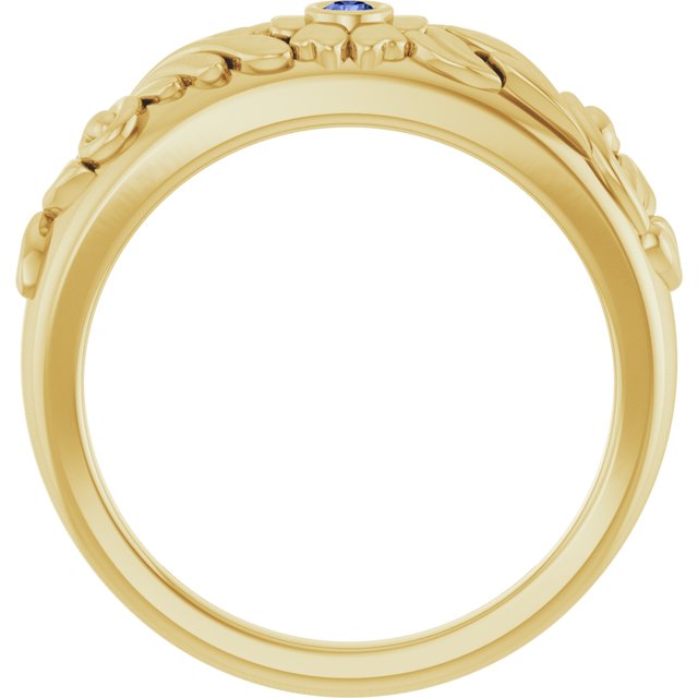 14K Yellow Gold Or Sterling Silver Round 2 Mm Polished Natural Tanzanite Floral Ring, Size 7