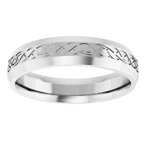 14K White Gold 5 Mm Polished Patterned Wedding Band Size 10