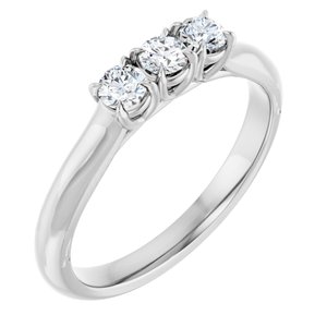 14K White Gold Round 3 Mm Polished 1/4 Ctw Natural Diamond Claw-Prong Anniversary Band Size 7