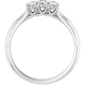 14K White Gold Round 3 Mm Polished 1/4 Ctw Natural Diamond Claw-Prong Anniversary Band Size 7