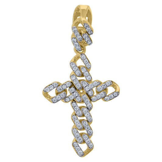 925 Sterling Silver Mens Cubic-Zirconia Cross Religious Charm Pendant