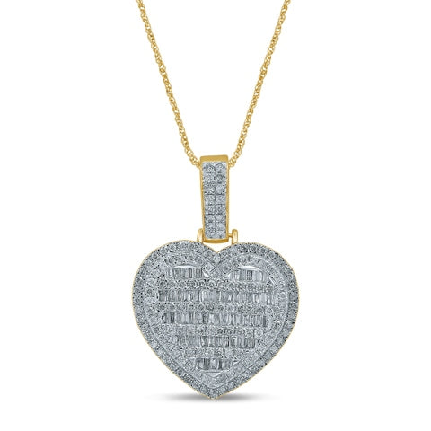 10K Yellow Gold 3.62-3.69 Cttw Diamond Heart Charm