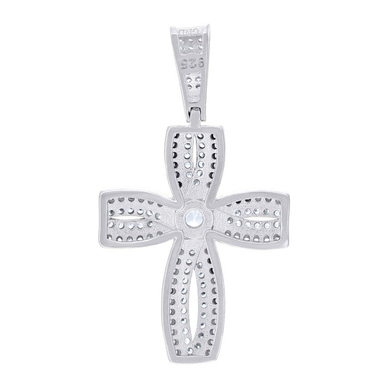 925 Sterling Silver Mens Cubic-Zirconia Cross Religious Charm Pendant