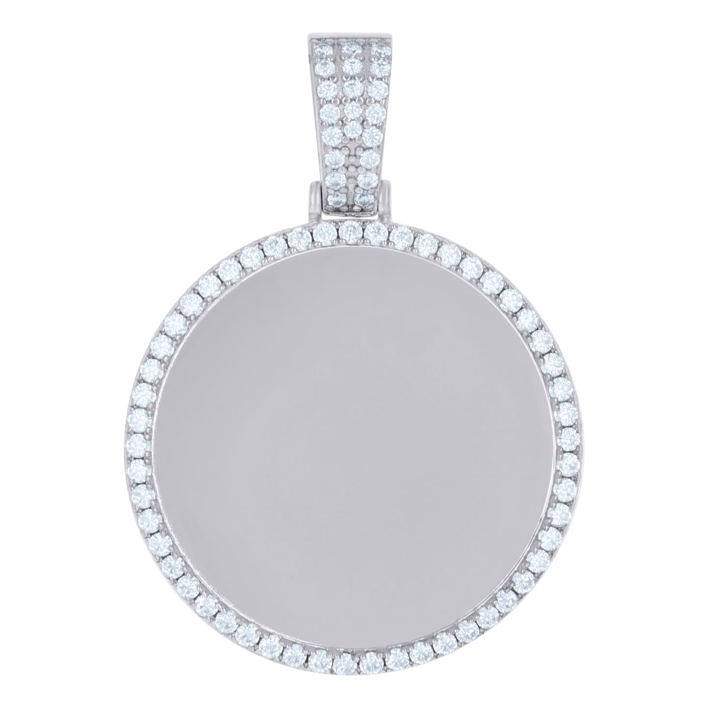 Sterling Silver Mens Cubic-Zirconia Picture Frame Charm Pendant