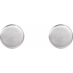 14K White Gold 8 X 8 Mm Pair Friction Backs Included Polished Engravable Disc Earrings