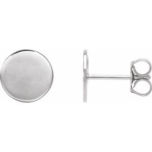 Sterling Silver 8 X 8 Mm Pair Friction Backs Included Polished Engravable Disc Earrings