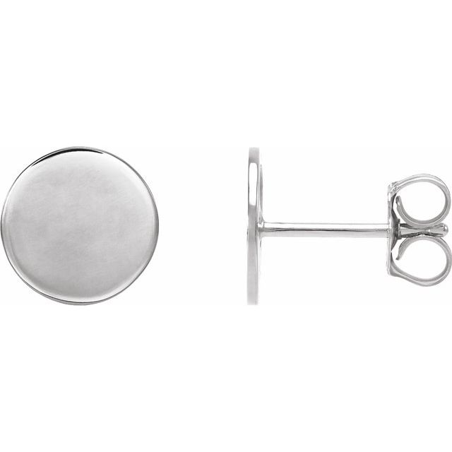 Platinum 8 X 8 Mm Pair Friction Backs Included Polished Engravable Disc Earrings