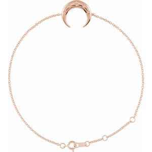14K Rose Gold 16.6 X 12.4 Mm 6 1/2-7 1/2 In Polished Crescent  Bracelet