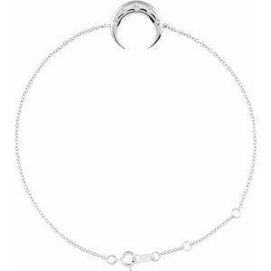 Sterling Silver 16.6 X 12.4 Mm 6 1/2-7 1/2 In Polished Crescent Bracelet