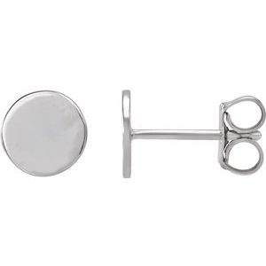 Sterling Silver 6.3 X 6.3 Mm Pair Friction Backs Included Polished Engravable Disc Earrings