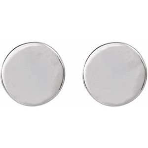 14K White Gold 6.3 X 6.3 Mm Pair Friction Backs Included Polished Engravable Disc Earrings