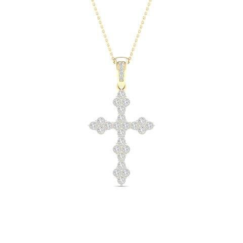 10K Yellow Gold 0.06 Cttw Diamond Cross Charm