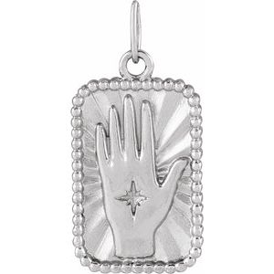 Sterling Silver 20.21 X 9.42 Mm Polished Hamsa Hand Tarot Pendant