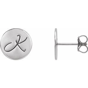 Sterling Silver 10 X 10 Mm Pair Friction Backs Included Polished Engravable Disc Earrings