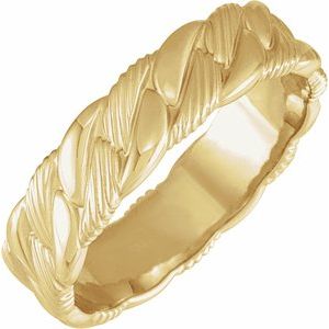14K Yellow Gold 6 Mm Polished Chain Link Band Size 6