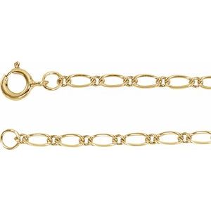 14K Yellow Or White Gold Or Sterling Silver Or Gold-Filled 1.5 Mm 7 In Spring Ring Polished Figaro Chain