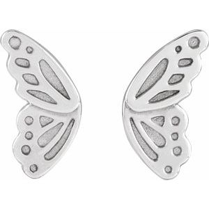 Sterling Silver 10 X 5.7 Mm Pair Friction Backs Included .37 In Polished Butterfly Wing Earrings