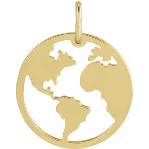 14K Yellow Gold 19.23 X 15 Mm Polished Earth Cutout Pendant