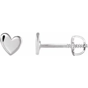 14K White Gold 4 X 4 Mm Pair Threaded Backs Included .377 In Polished Asymmetrical Heart Earrings