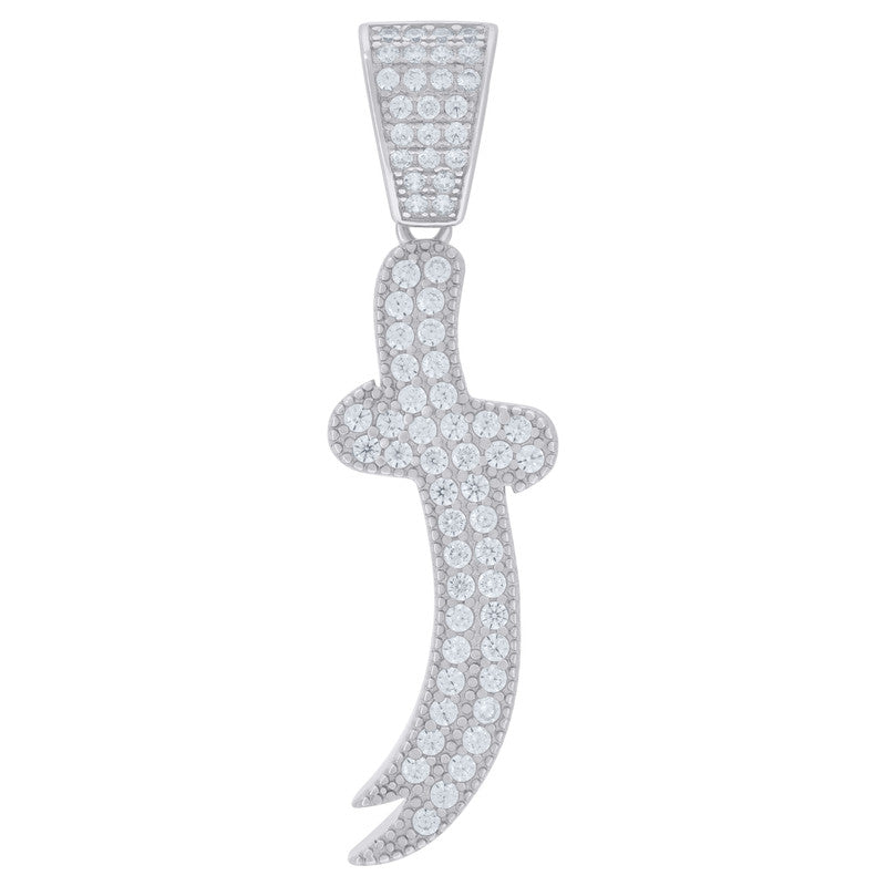 925 Sterling Silver Mens Cubic-Zirconia Double-Edged Sword Symbol Religious Charm Pendant