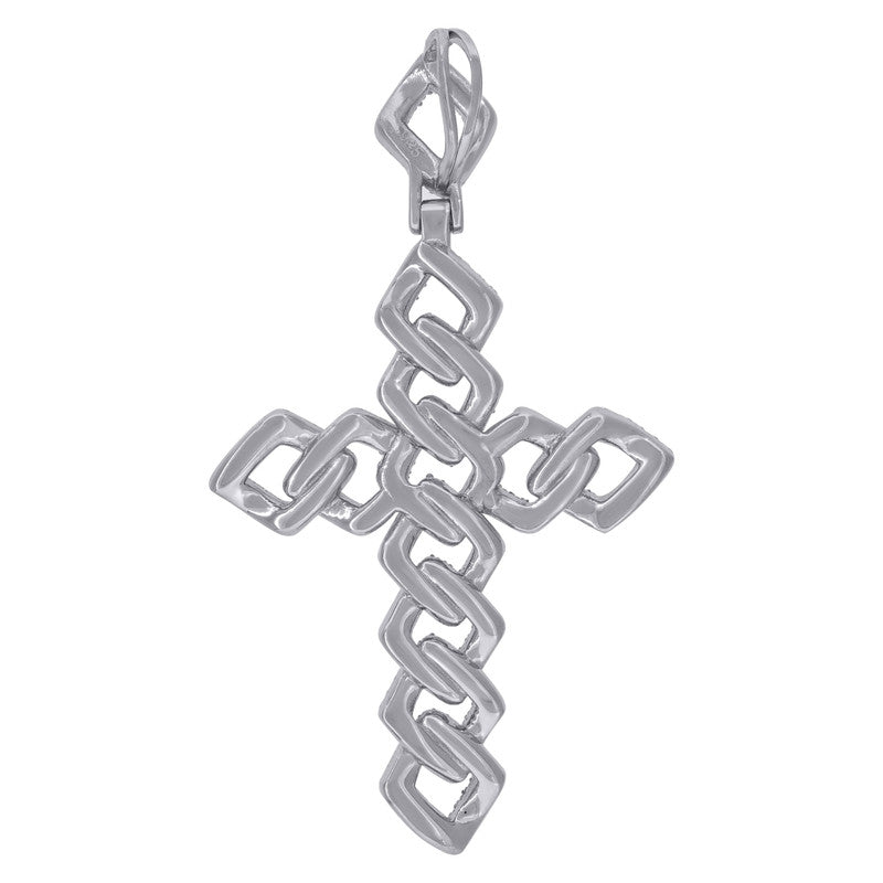 925 Sterling Silver Mens Cubic-Zirconia Cross Religious Charm Pendant
