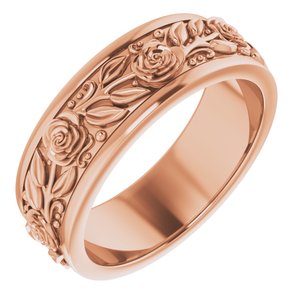 10K Rose Gold 7 Mm Polished Mens Wedding Band Size 9
