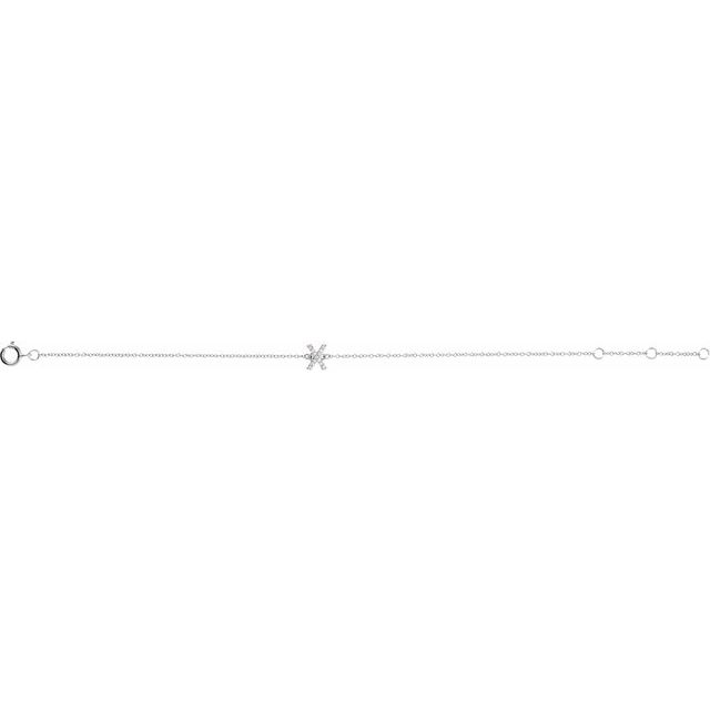 14K Yellow Or White Gold Round I1, H+ Polished Natural Diamond Initial 6-7" Bracelet