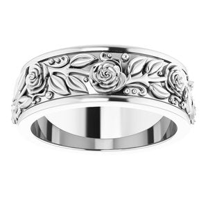 14K White Gold 7 Mm Polished Mens Wedding Band Size 7
