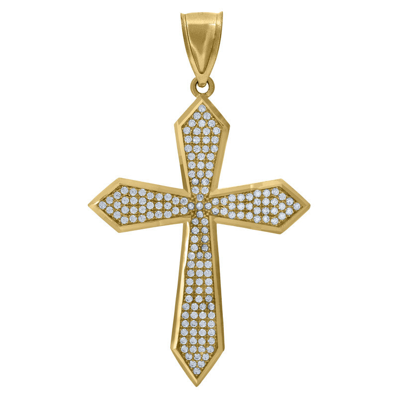 10kt Yellow Gold Unisex Cubic-Zirconia Passion Cross Religious Charm Pendant