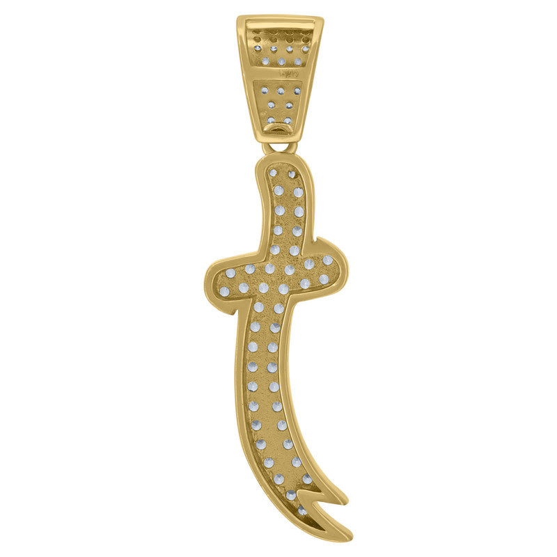 925 Sterling Silver Mens Cubic-Zirconia Double-Edged Sword Symbol Religious Charm Pendant
