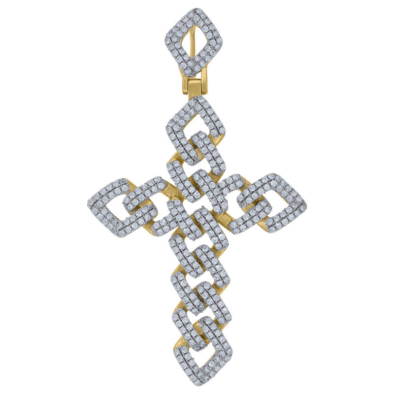 925 Sterling Silver Mens Cubic-Zirconia Cross Religious Charm Pendant