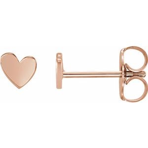 14K Rose Gold 4 X 4 Mm Pair Friction Backs Included .37 In Polished Asymmetrical Heart Earrings
