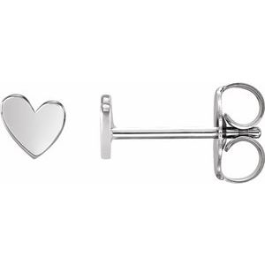 Sterling Silver 4 X 4 Mm Pair Friction Backs Included .37 In Polished Asymmetrical Heart Earrings