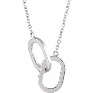 Sterling Silver 22.17 X 7.37 Mm 18 In Polished Interlocking Oval Necklace