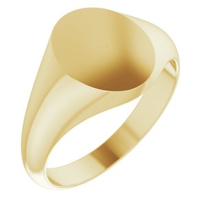 14K Yellow Gold 12 X 10 Mm Brush Polished 12X10mm Mens Solid Metal Fashion Signet Ring Size 10