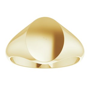 14K Yellow Gold 12 X 10 Mm Brush Polished 12X10mm Mens Solid Metal Fashion Signet Ring Size 10
