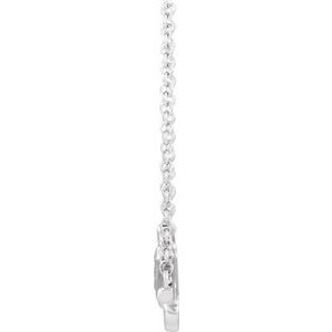 Sterling Silver 31.38 X 10.47 Mm 16 In Polished Floral-Inspired Bar Necklace