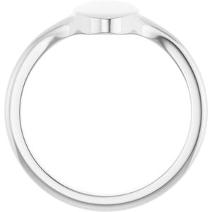 14K White Gold Oval 13 X 7 Mm Brush Polished Oval Signet Ring Size 7
