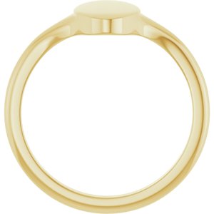 14K Yellow Gold Oval 13 X 7 Mm Brush Polished Oval Signet Ring Size 7