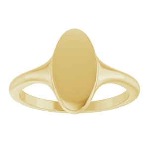 14K Yellow Gold Oval 13 X 7 Mm Brush Polished Oval Signet Ring Size 7