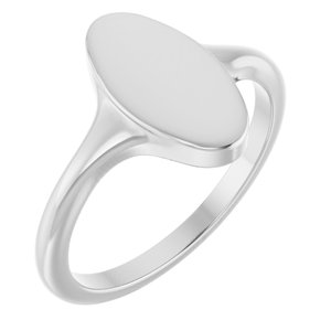 Sterling Silver Oval 13 X 7 Mm Brush Polished Oval Signet Ring Size 7