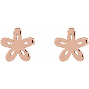 14K Rose Gold 6 X 6 Mm Pair Friction Backs Included Polished Floral-Inspired Earrings