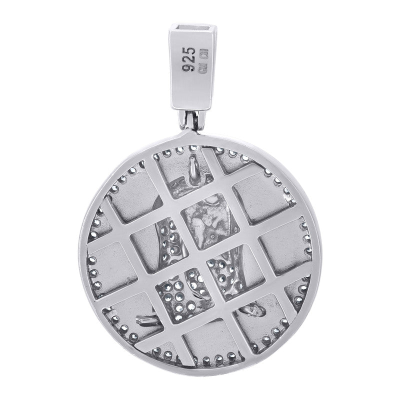 925 Sterling Silver Mens Cubic Zirconia Jesus Religious Charm Pendant