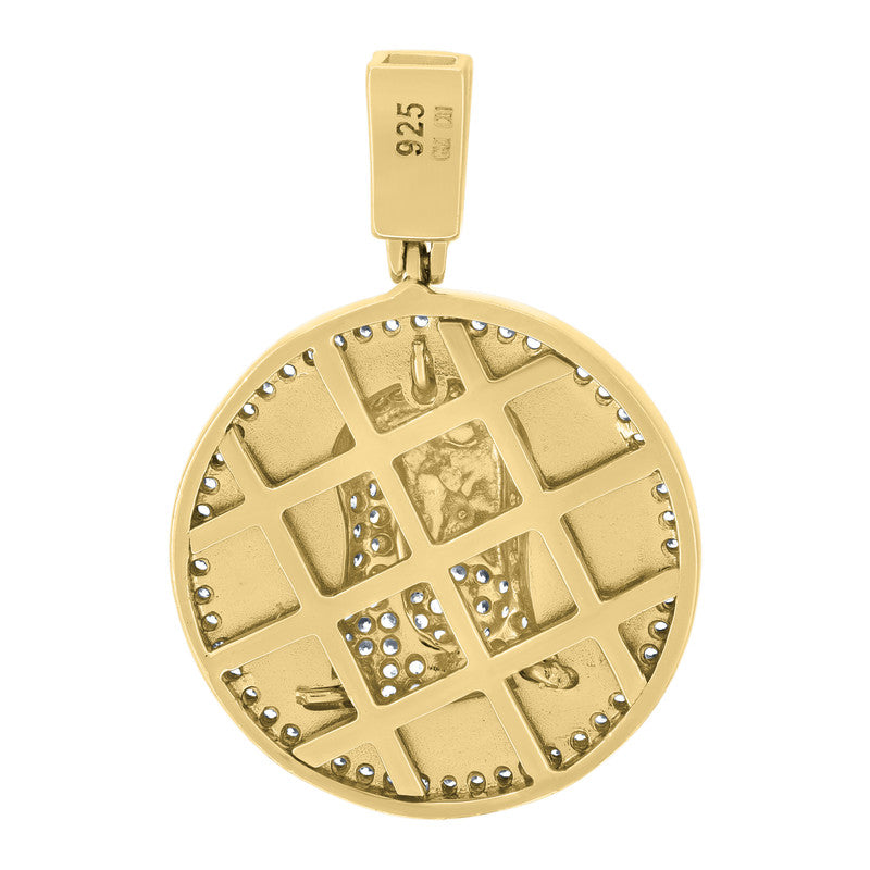 925 Sterling Silver Mens Cubic Zirconia Jesus Religious Charm Pendant